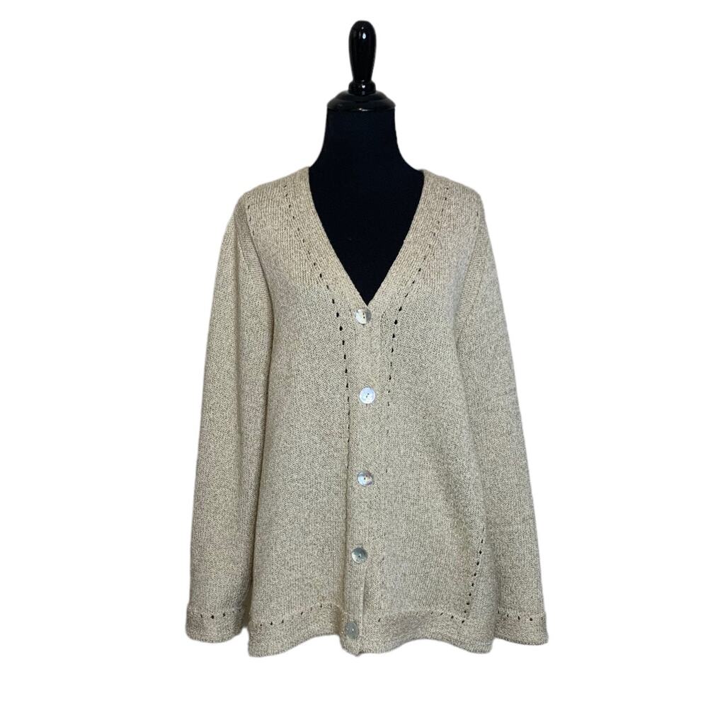 Roisin McCarthy beige button long sleeves cardigan sweater size XL